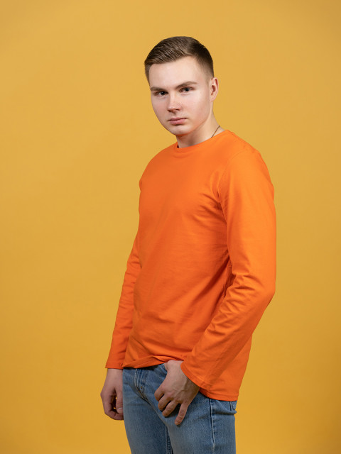 Футболка мужская с длинным рукавом Classic оранжевая 2
