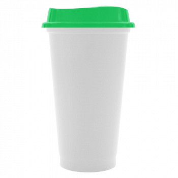 Стакан с крышкой Color Cap White, белый с зеленым